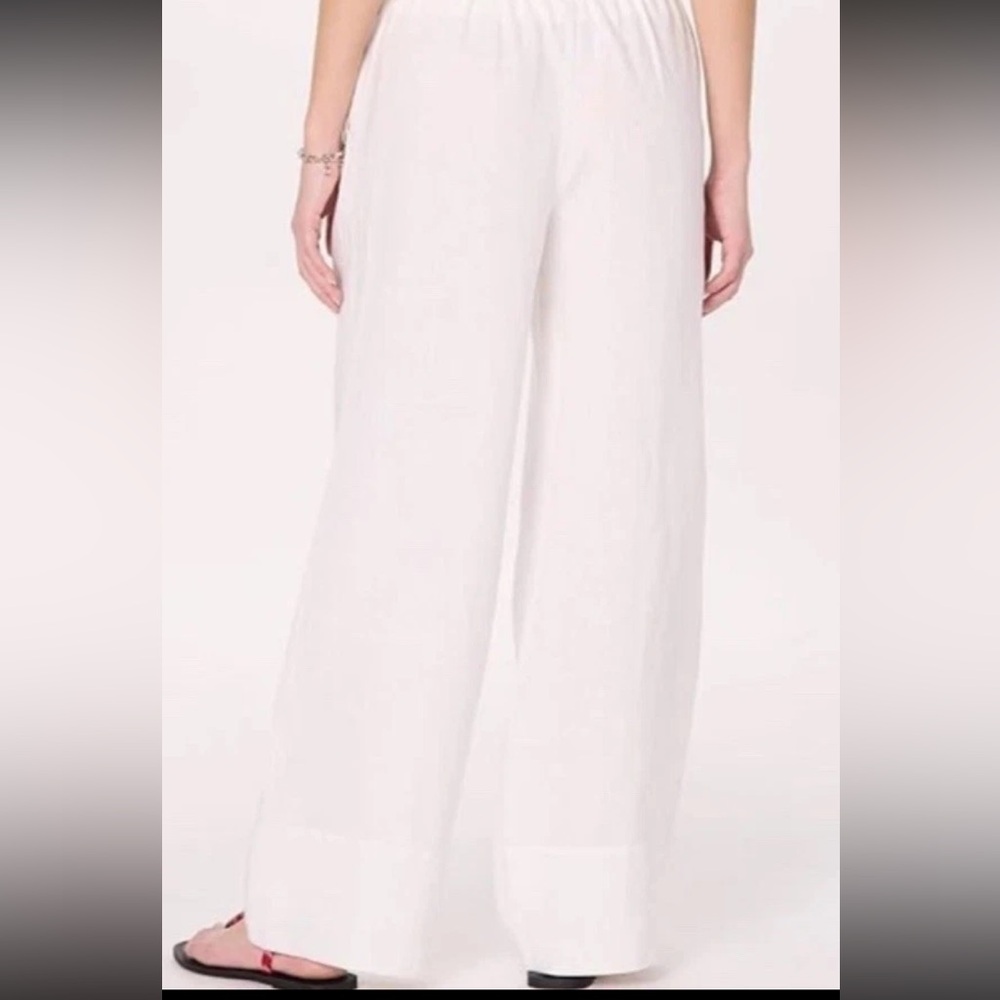 NWT Women’s The Drop Bonni Wide Leg Linen Pants. Size Large. White. Drawstring - Picture 3 of 6